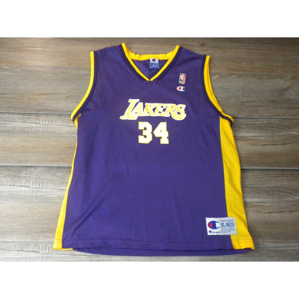 Champion L.A. Lakers Shaquille O'Neal Jersey Youth XL‎ Purple Vintage 90s Shaq